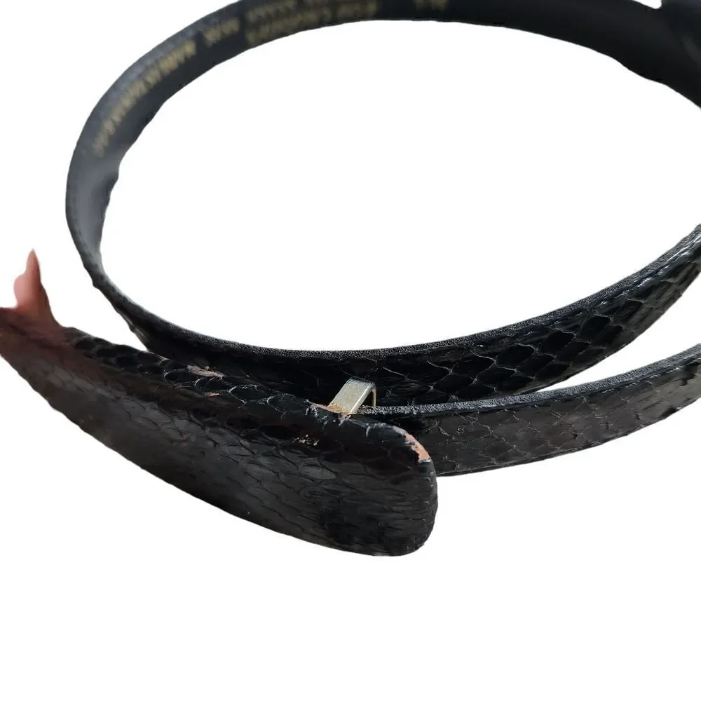 Fob Trading Snakeskin Belt Black M L 24-28 inch Skinny